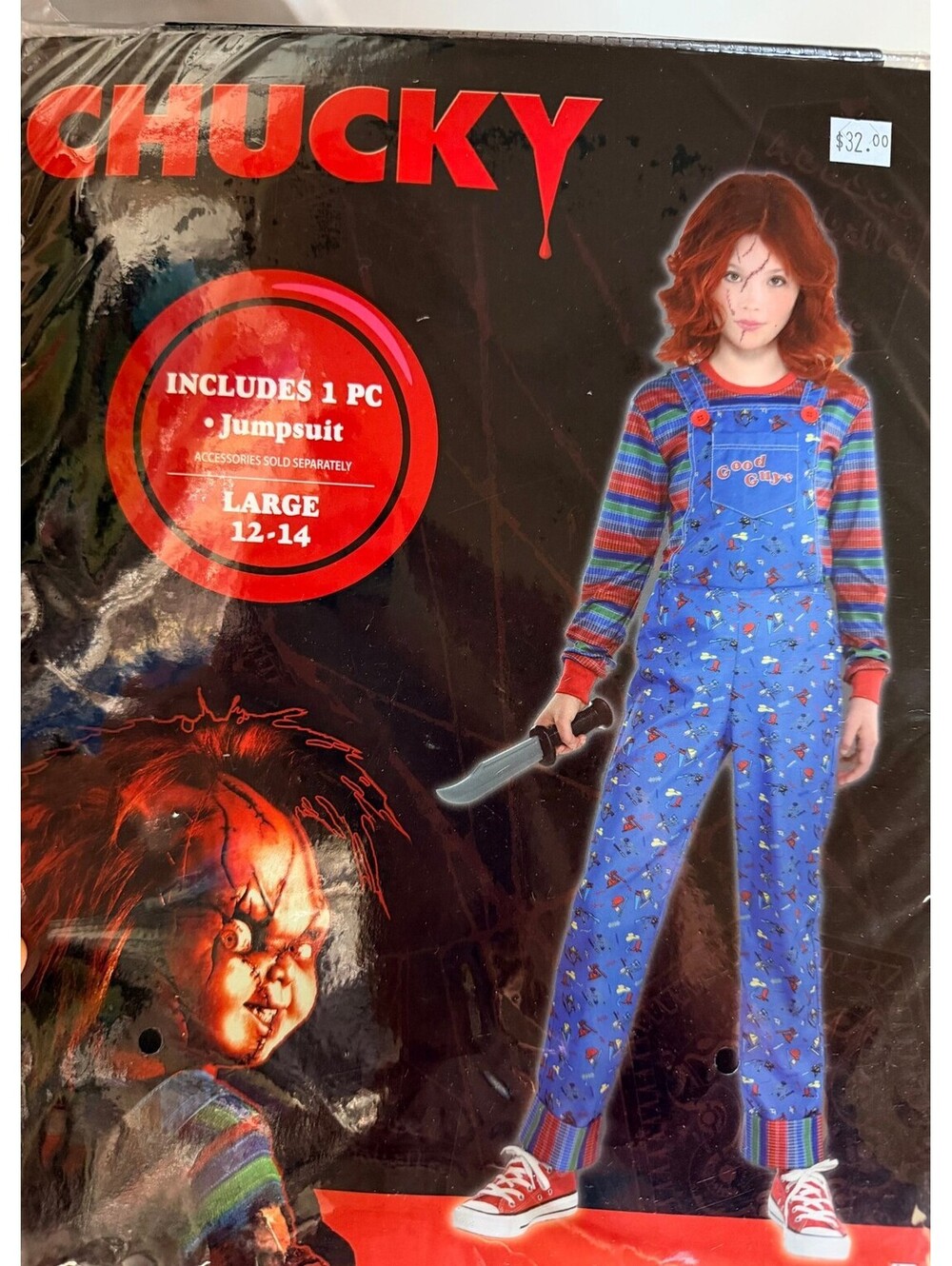 Chucky Good Guys Halloween cosplay costume jumpsuit kids size L 12-14